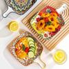 Bohemian Handle Square Ceramic Plate, Creative Household Dish Plate, Internet Celebrity Fruit Pasta Plate, High-value Snack Plat