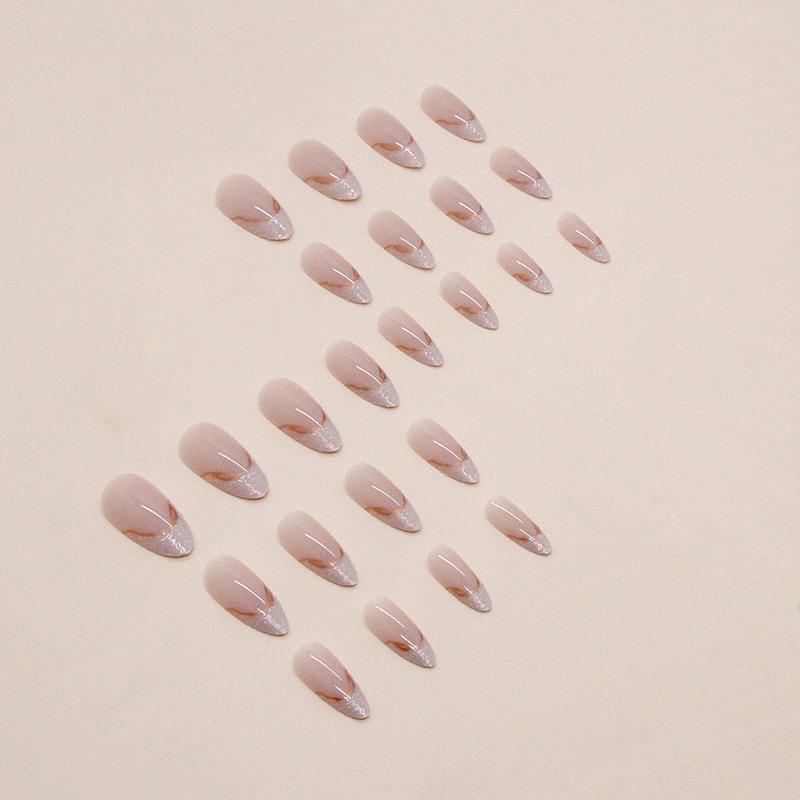 24 Stück unregelmäßiger Perlglanz-Phnom Penh-French-Nail-Art-Sweet-Ins-Wind-Mandel-Nagel-Glitter-French-Nail-Art-Wear-Nail-Art