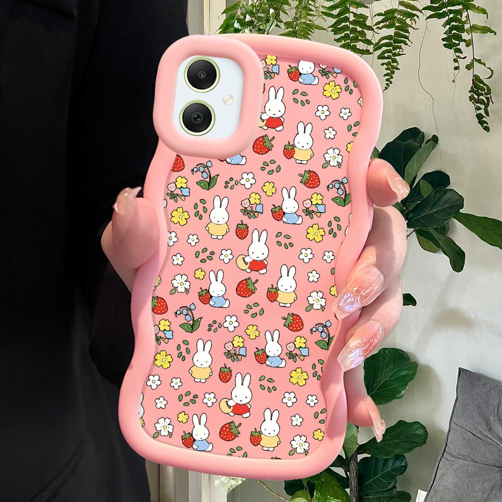 Cute Cartoon Rabbit Soft Phone Cover for Samsung Galaxy A52 A73 A12 S24 Ultra 5G S23 S22 S21 S20 FE Wave Edge Shockproof Protective Rubber Case