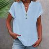 Summer Women Shirt With Stand Collar Short Sleeve Cotton Blended Fabric For Casual Wear