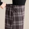 TERRE BLEUE Women's Retro Plaid Pencil Skirt