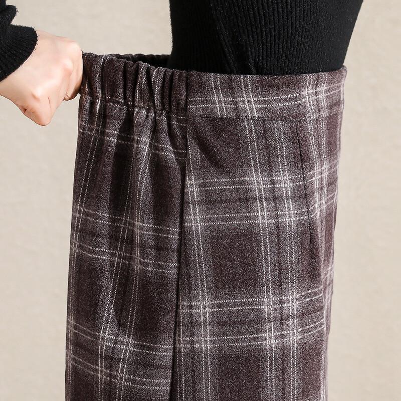 TERRE BLEUE Women's Retro Plaid Pencil Skirt