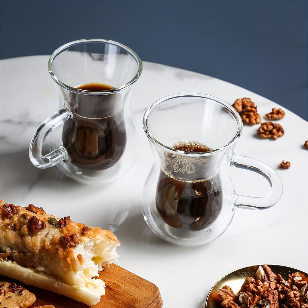 2-piece Set (12oz) Double Glass Coffee Mug Tea Cup Insulated Cup For Water Coffee And Milk home kitchen supplies restaurant supplies