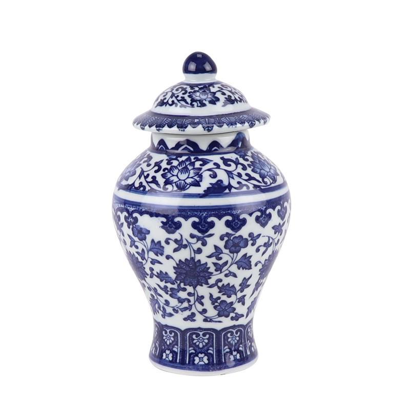 Jingdezhen Blue & White Porcelain General Jar - Antique Style Ceramic Ornament for Home or Living Room