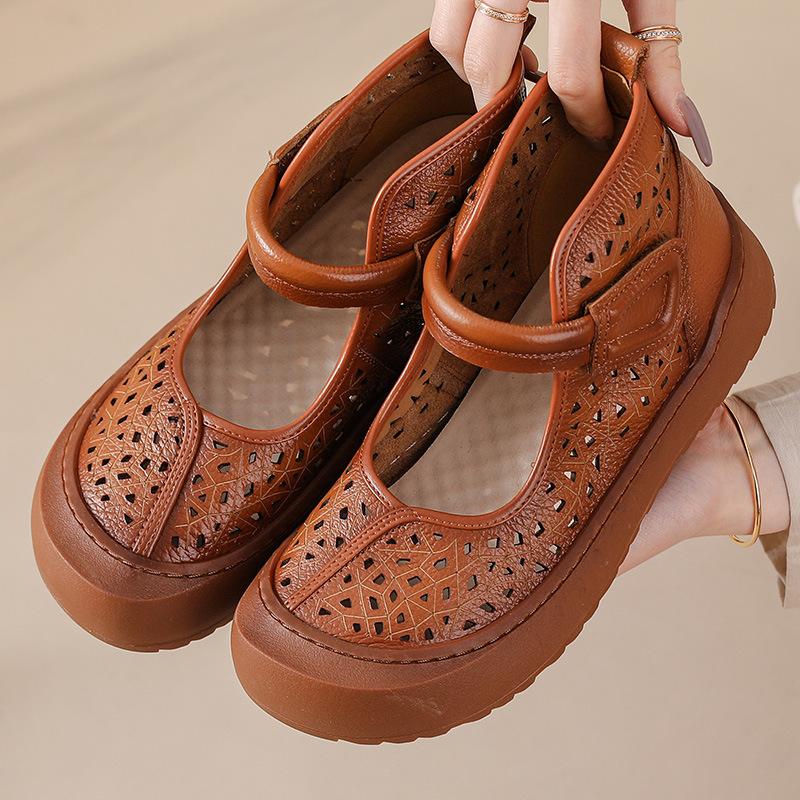 

Летние женские сандалии-слайды в этническом винтажном стиле из зернистой коровьей кожи, с дышащей и ультрамягкой плоской подошвой и ботинками в стиле бохо-трибал 39 коричневый