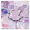 50 Purple Inspirational English Sentences Graffiti Stickers Personalized Creative Decoration Mobile Phone Water Cup Guka Stickers