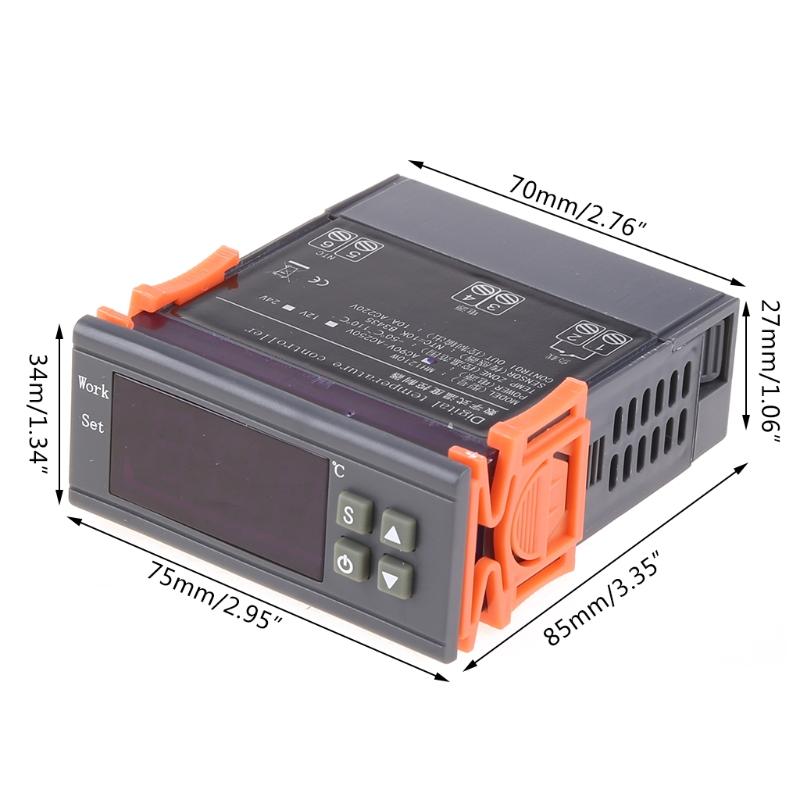 Digitaler LED-Temperaturregler Heizung Celsius Thermostat Relais LED-Ausgang mit NTC-Sensorsonde AC 90-250V