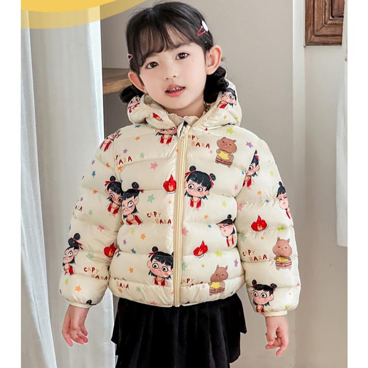 Fashion Girls' Warm Cotton-padded Clothes Winter Baby Girl Thickened Short Cotton-padded Jacket Children's Autumn Cute Cartoon Print Coats