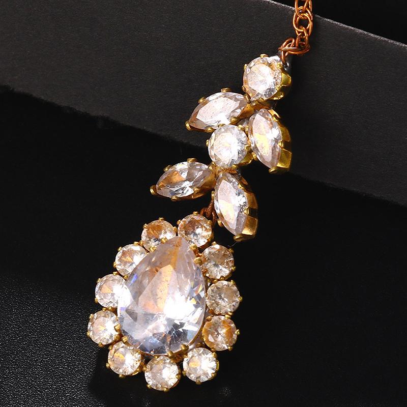 Indian Bridal Forehead Chain Headwear Wedding Accessories Elegant Headband Leaf Zircon Hair Chain Jewelry For Women