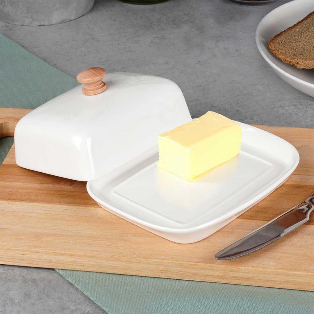 BUTTER DISH CERAMIC BUTTER DISH WHITE 139678