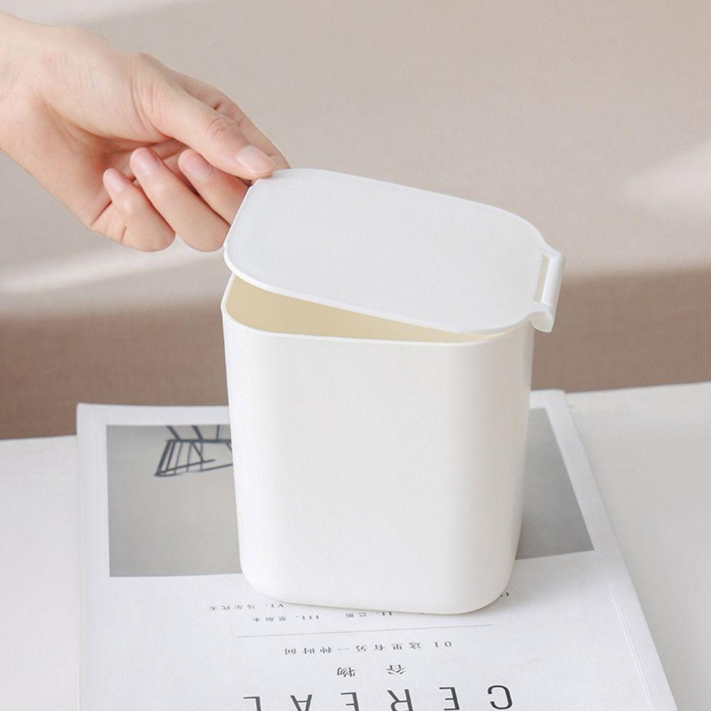 Portable Mini Desktop Bin Plastic Garbage Can Clean Workspace Bedroom Trash Can Laundry Room