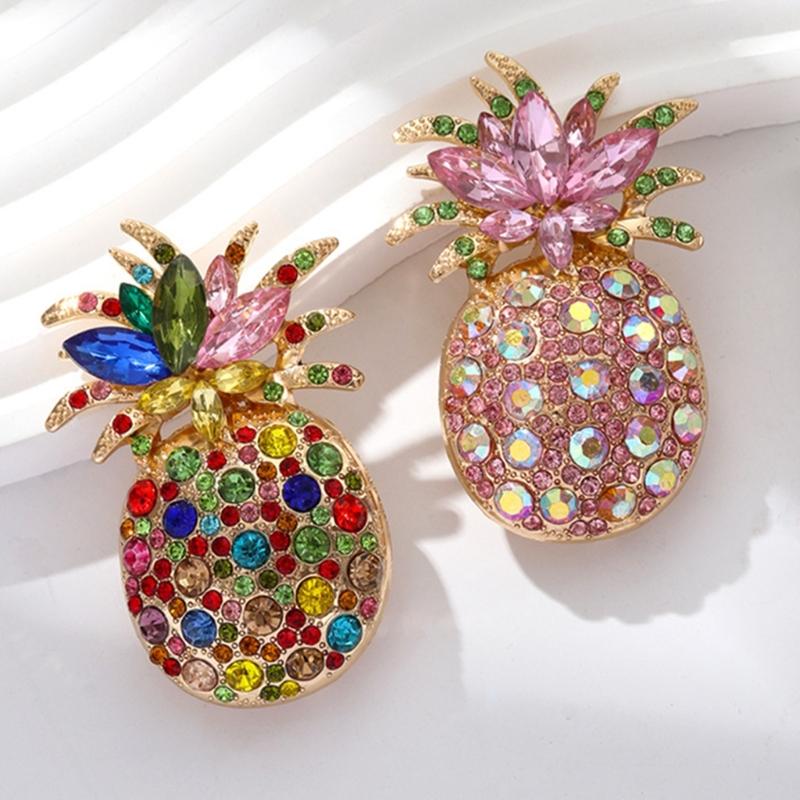 Sparkling Rhinestones Pineapple Brooch Featuring Vibrant Enamel Design Perfect For Fashion Accessory Gift