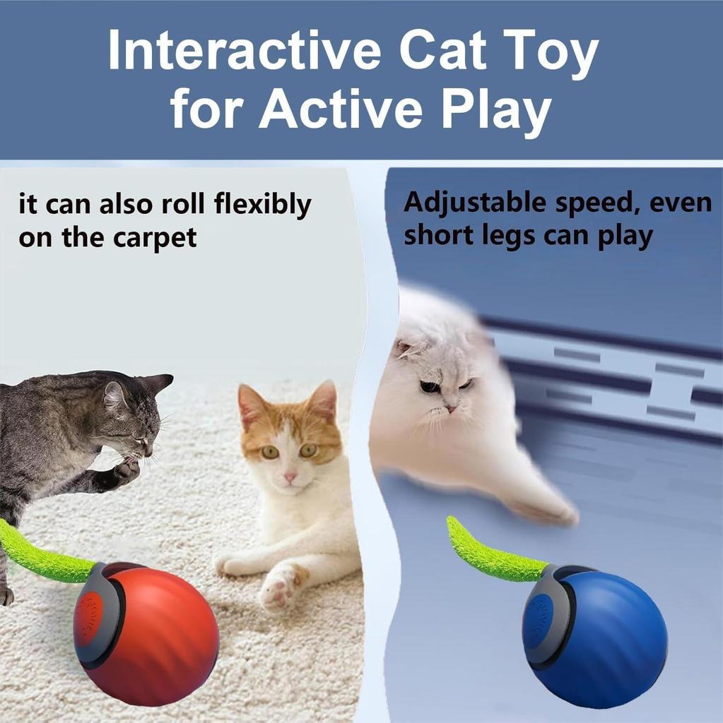 Zabawka dla kota do użytku domowego, interaktywna zabawka dla kota, inteligentna interaktywna zabawka dla kota, piłka z dwoma prędkościami i wymiennym ogonem