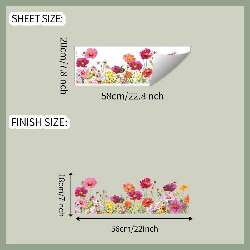 Dwustronna kolorowa naklejka ścienna z motylem i kwiatami, elektrostatyczna pasta do szyb okiennych, widoczna dekoracyjna naklejka ścienna