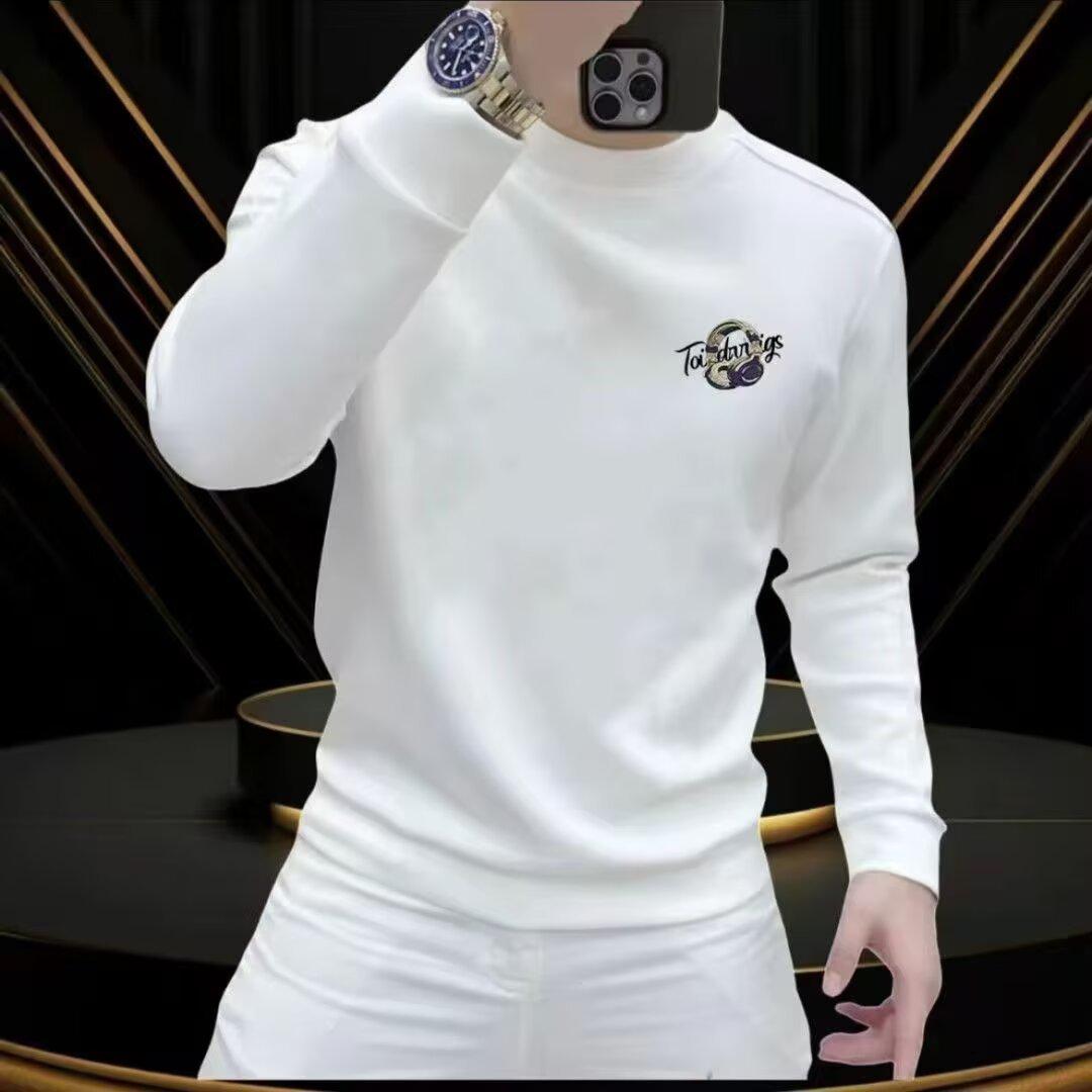 Men s American Style Plus Size Round Neck Hoodie: Trendy, Loose, Casual Fashion Long Sleeve T-shirt XXL