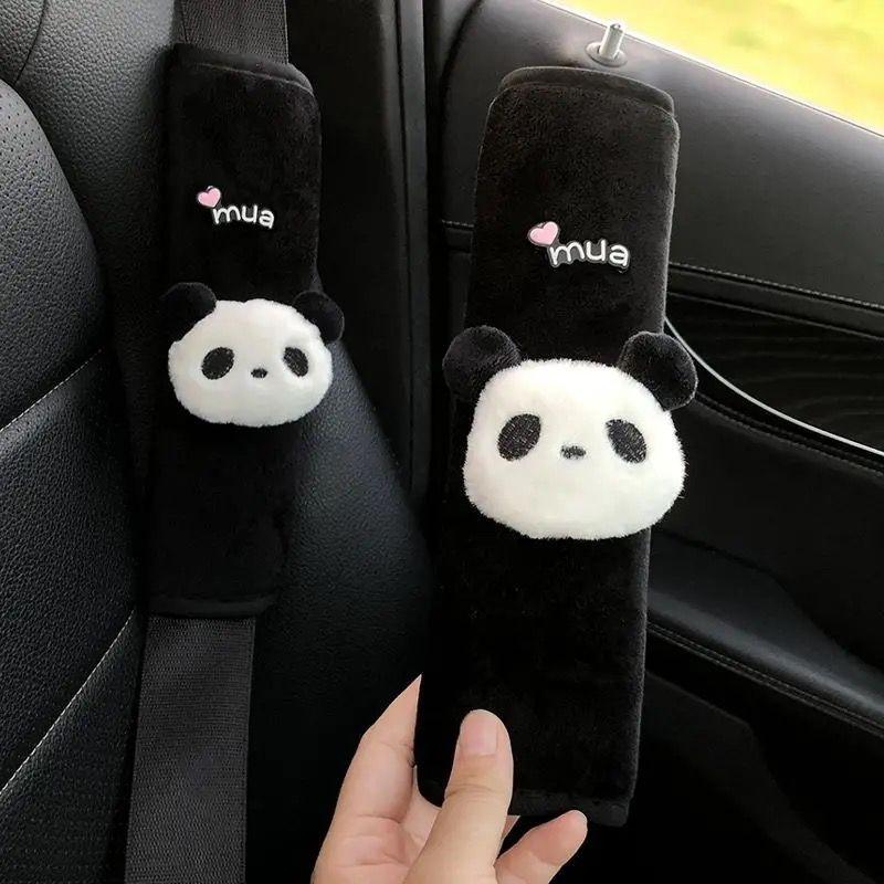 Cute Panda Car Seat Belt Cover Pad Soft Plush Shoulder Protector Extender Universal Fit for Men Women Cute Car Accessories Gifts