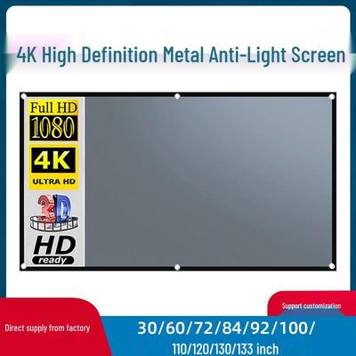 Katlanabilir 100-120 İnç 4K HD Işık Önleyici Metal Projeksiyon Perdesi - Ev İçin