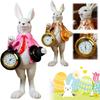 Easter Decorative Bunny Sculpture with Pocket Watch Bunny Statue for Spring Home Table Decor Party Supplies Gifts