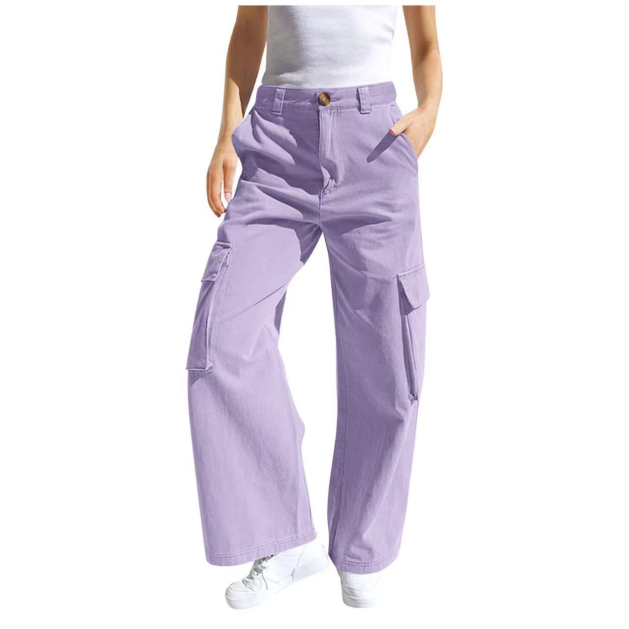 

Kids Casual Elastic Waist Cargo Pants with Pockets (Ages 4-15) 150cm світло-фіолетового кольору