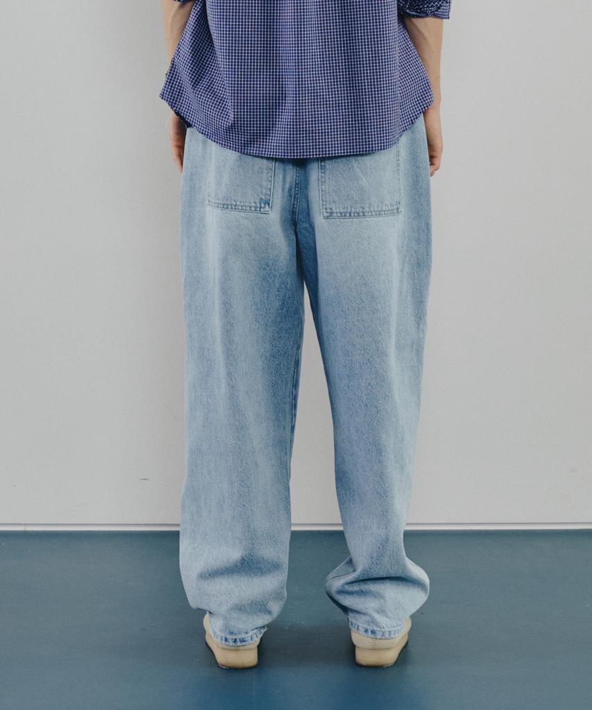Modenaleudeo Work Pocket Balloon Denim Pants (Light Blue)