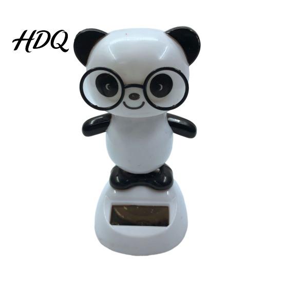 Panda Car Figurine Solar Ornament Plastic Pendant Automatic Head Swinging Induction Ornament