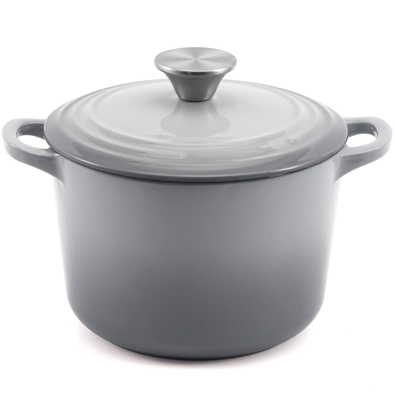 

Wang Genji Cast Iron Enamel with Induction and Gas Large Capacity and Oven and Home Cooking Pot Pot, Waterless, 19cm, Handles, Compatible, Durability, сірий колір