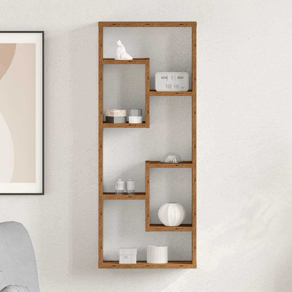 Wall Shelf with Vintage Wood Look 36 x 16 x 90 cm Engineered Wood