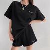 Simple Casual High Waisted Short Summer Women's Loose Short Sleeve Shorts Sets Fashion Versatile Two Piece Set