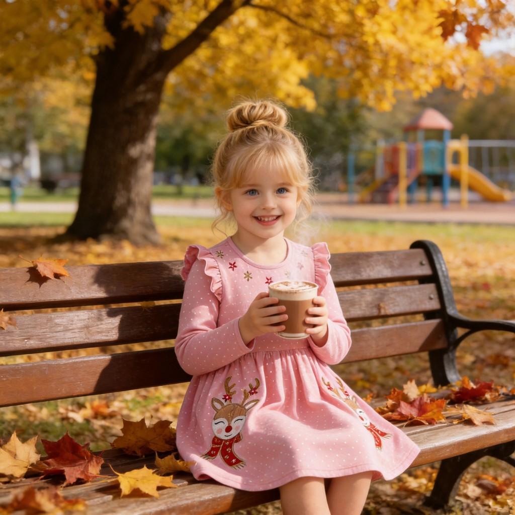 Girl Dress With Cartoon Animal Print For Toddler Winter And Fall Wear