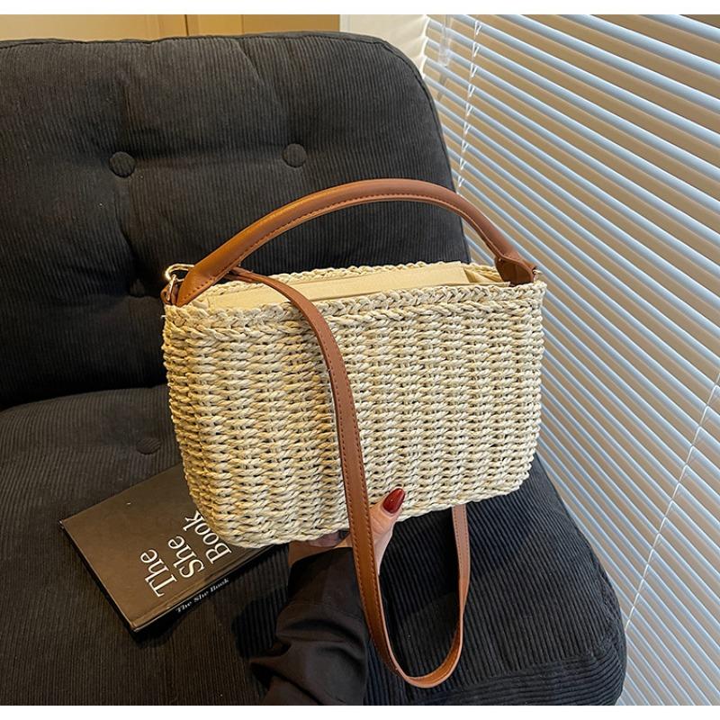 Large Capacity Bag Women's Summer New Crossbody Woven Straw Bag Leisure Seaside Vacation Beach Bag