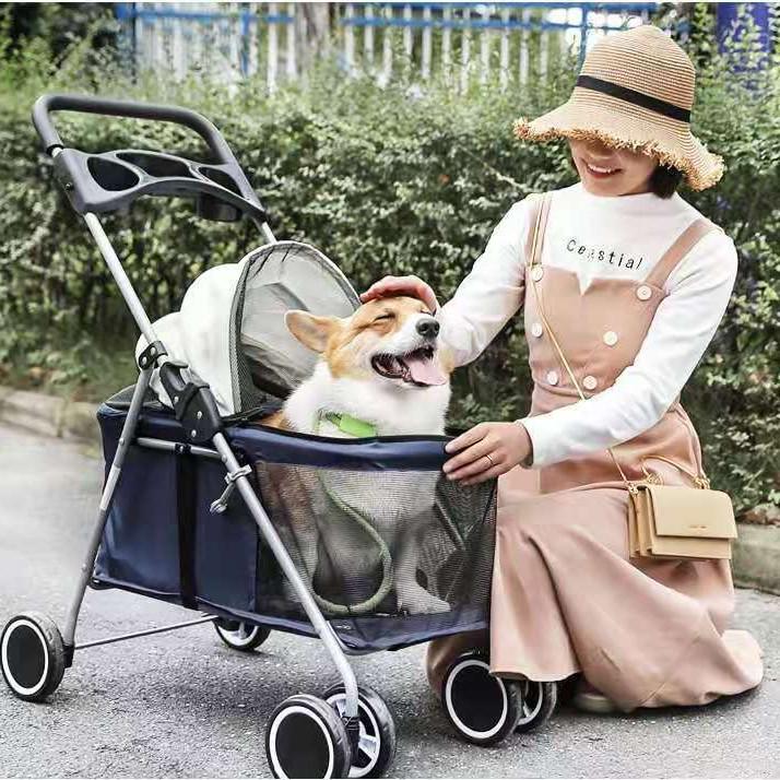 Kitty Teddy Portable Pet Stroller: Lightweight, Folding, Car-Mounted for Small Pets