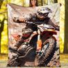 Off-road Motorcycles Theme Printed Blanket - Perfect for Couch, Bed, Travel & Outdoor Use | Machine Washable, Cozy & Durable.