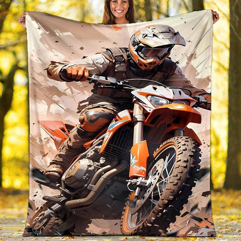 Off-road Motorcycles Theme Printed Blanket - Perfect for Couch, Bed, Travel & Outdoor Use | Machine Washable, Cozy & Durable.