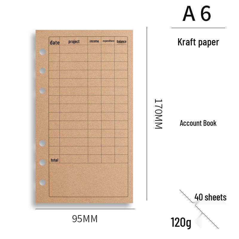 A6 Loose-Leaf Multi-Functional Planner: Daily/Weekly Plan & Accounting Inserts - Removable Inner Pages Replacement