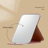 Desktop Mini Foldable Makeup Mirror Solid Color Pu Leather Simple Portable Wear-Resistant Student Compact Handheld Makeup Mir