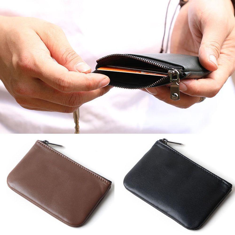 Simple Ultra Soft Coin Purse Retro Waterproof Zipper Wallet Lightweight Credit Card Holder Coin Storage