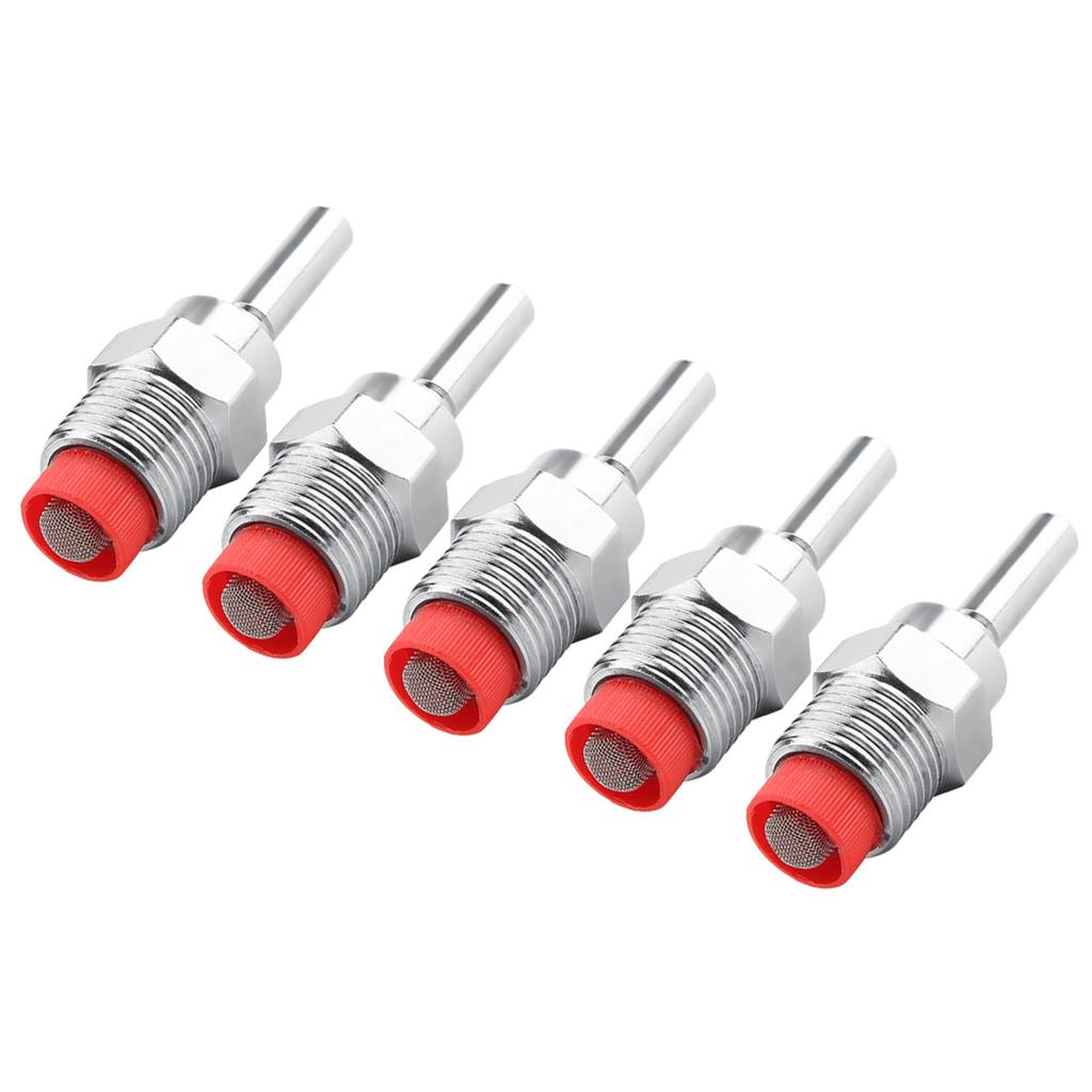 5pcs Stainless Steel Copper Cap Automatic Pig Nipple Drinker Waterer Red Cap Long Rod