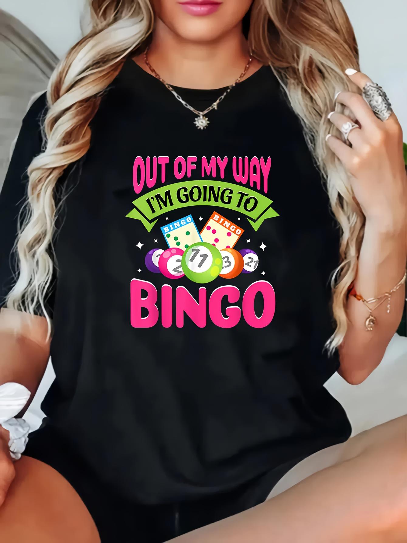 

Plus Size - Plus Size - Plus Size Casual Women S T-Shirt with Bingo Print, Short Sleeves, Round Neck, And Slight Stretch 5XL різнокольоровий