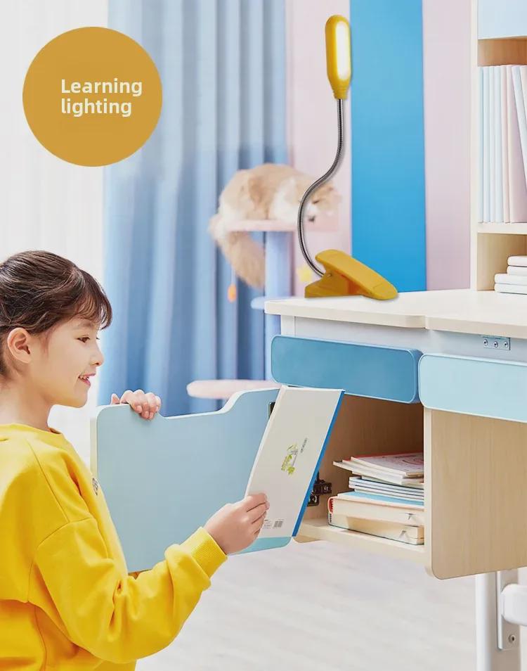 LED Desk Lamp with USB Charging, Eye Protection for Students, Bedside Dormitory Clip-On Reading Light with Adjustable Hose