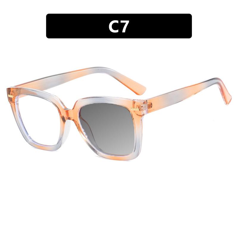 New Rainbow Candy Colored Square Oversized Photochromic Reading Glasses Women Anti Blue Ray Hyperopia Prescription Eyewear