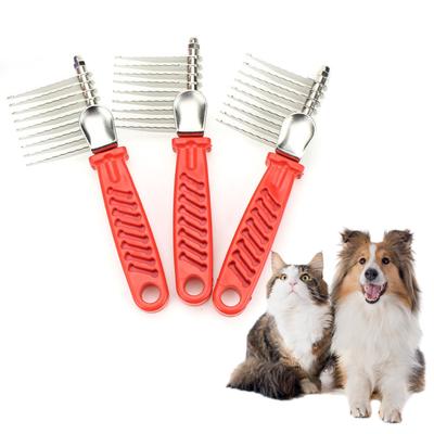 Dog Dematting Comb Rake Detangler Brush for Dogs Stainless Steel Grooming Comb Cats Pets Matted Fur Removal On Undercoat Tool Pet Supplies