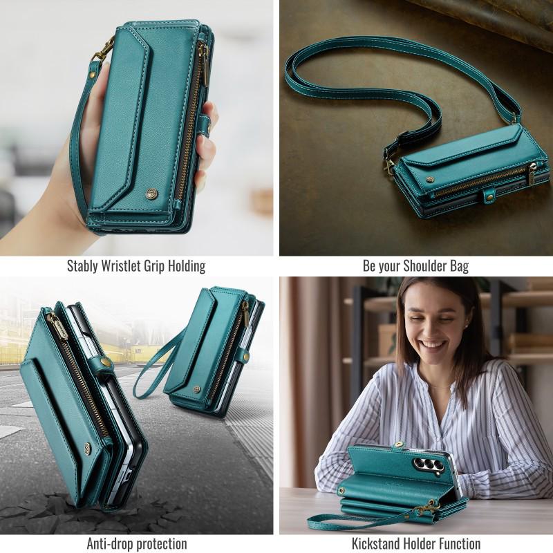 Custodia per Telefono a Tracolla con Porta Carte per Samsung Z Fold 4/5/6/7 - Tracolla e Protezione