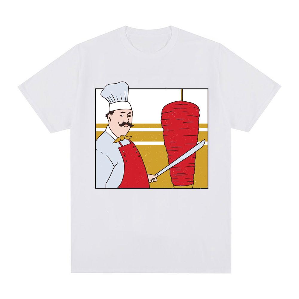 

Summer Hot Sale Doner Kebab Fun Printed Cotton T-Shirt, Oversized Short Sleeve Shirt, Harajuku Gothic Style, Unisex Streetwear 4XL