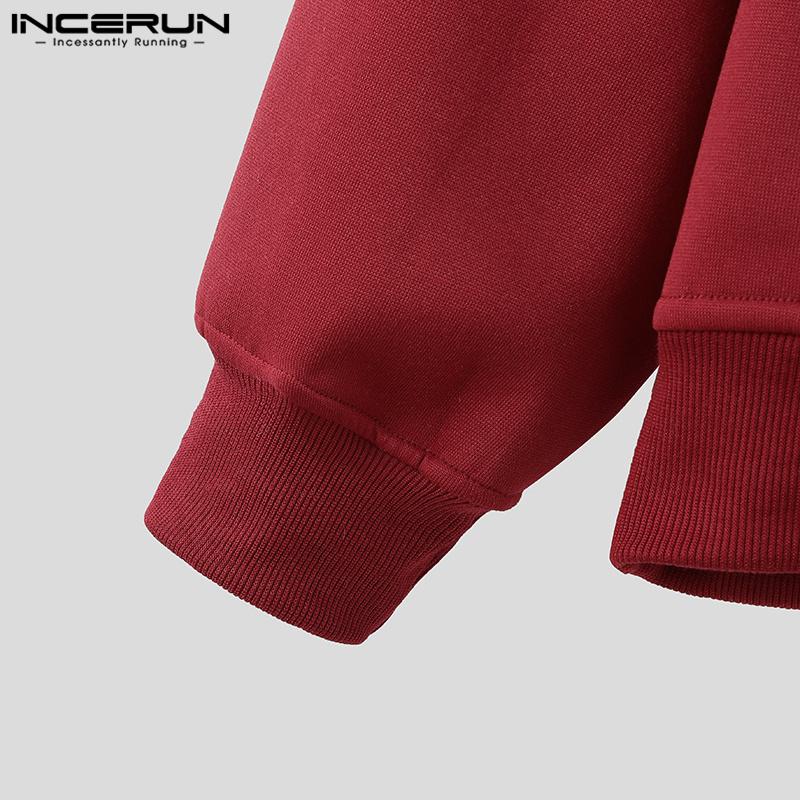 INCERUN Men Casual Eound Neck Long Sleeve Print Pullovers Sweatshirts