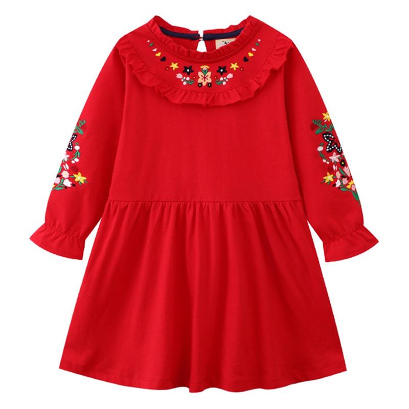 

Детское платье с длинными рукавами для девочек, платье с вышивкой 4T