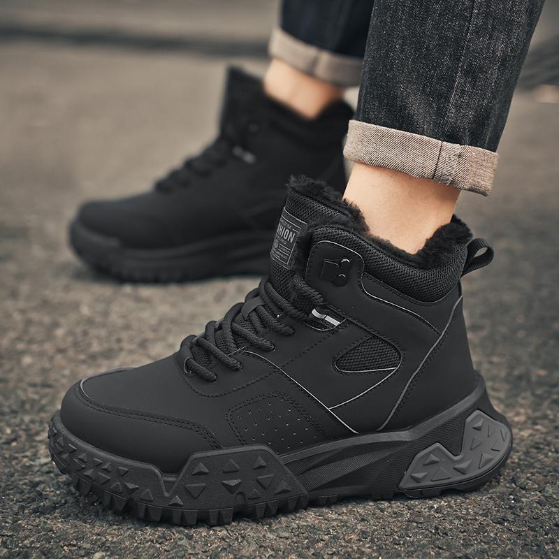 Trendy Thick Soled Sports Lace Up Comfortable Warm Ankle Boots Mens Shoes Outdoor Boots Autumn Winter Retro Workwear Shoes