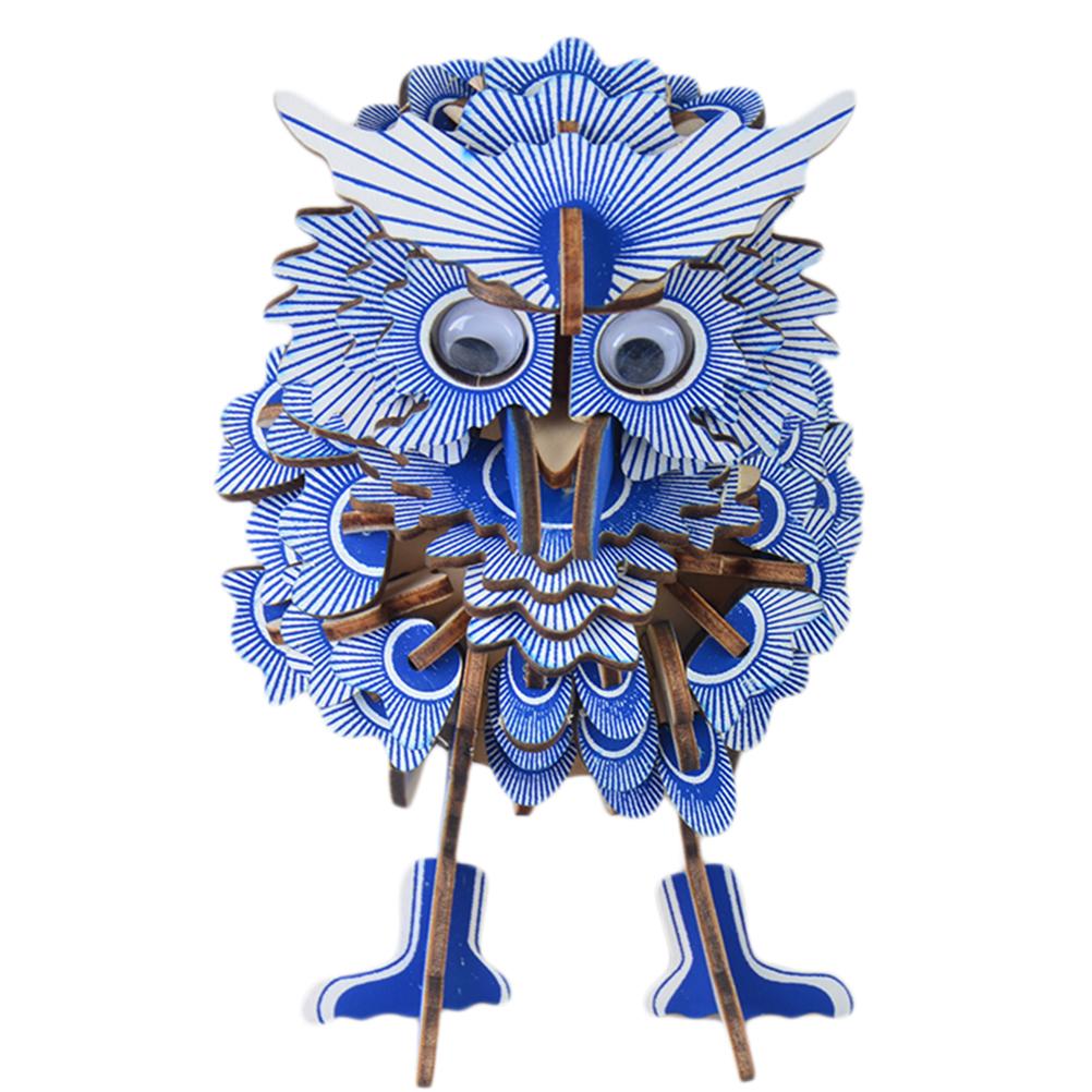 3D Wooden Owl Puzzle Jigsaw Woodcraft Kit DIY Construction Model Puzzle Toys for Children and Adults