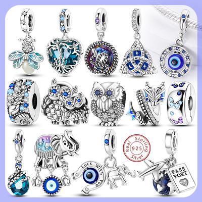 Blue Original 925 Silver Charms Beads Pendans Devil's Eye Love Heart Charms For Women Bracelets DIY Charm Jewelry Gift