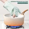2PCS Silicone Oven Mitts Heat Resistant 450 Degrees Oven Glove Non-Slip Oven Gloves with Fingers Cotton Lined Kitchen Mitts