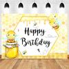 MOCSICKA Bee Birthday Backdrop Honey Girl First Photo Backdrops Sunflower Background for 1st Party Studio